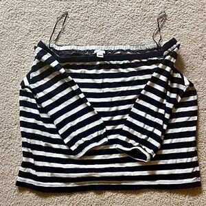J Crew Off The Shoulder Nautical Striped 3/4 Sleeve Shirt